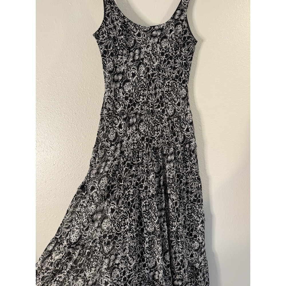 Black Label Evan Picone‎ Whimsigoth Tiered Chiffon Maxi Dress Geometric 12 2000s